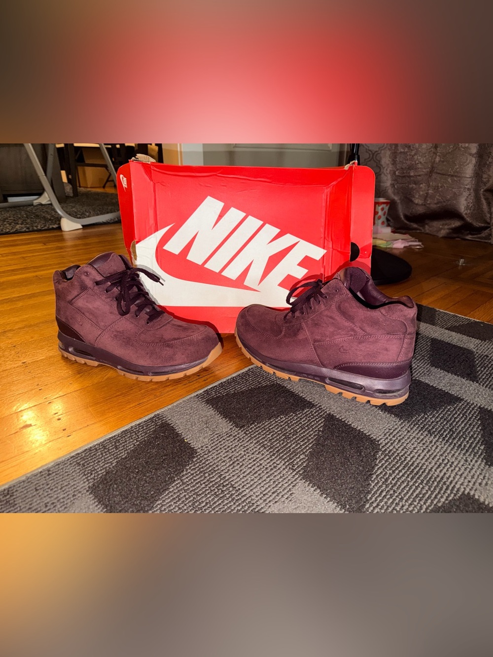 NIKE Air  Max Goadome Boot Deep Burgundy Gum Suede Men’s US 15